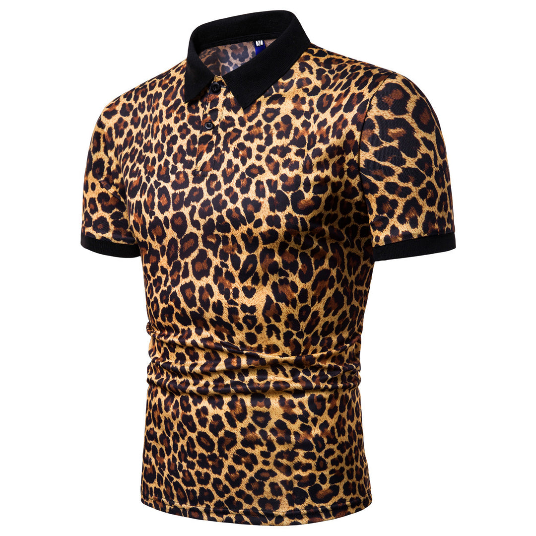 Herren Poloshirt mit modernem Leopardenmuster und komfortablem Schnitt Echoarchiv