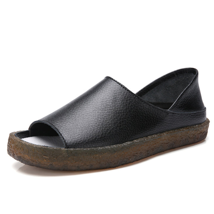 Damen nan perforierte Leder-Sandalette mit offenem Zehenbereich, anatomischem Komfortfußbett und stoßdämpfender Kautschuksohle Echo Archiv