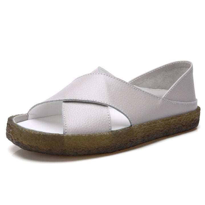 Damen nan perforierte Leder-Sandalette mit offenem Zehenbereich, anatomischem Komfortfußbett und stoßdämpfender Kautschuksohle Echo Archiv