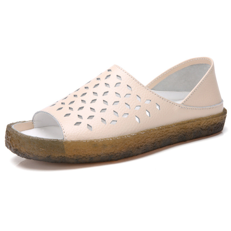 Damen nan perforierte Leder-Sandalette mit offenem Zehenbereich, anatomischem Komfortfußbett und stoßdämpfender Kautschuksohle Echo Archiv