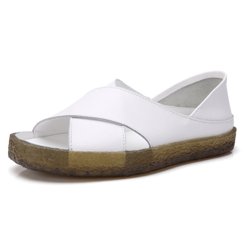 Damen nan perforierte Leder-Sandalette mit offenem Zehenbereich, anatomischem Komfortfußbett und stoßdämpfender Kautschuksohle Echo Archiv