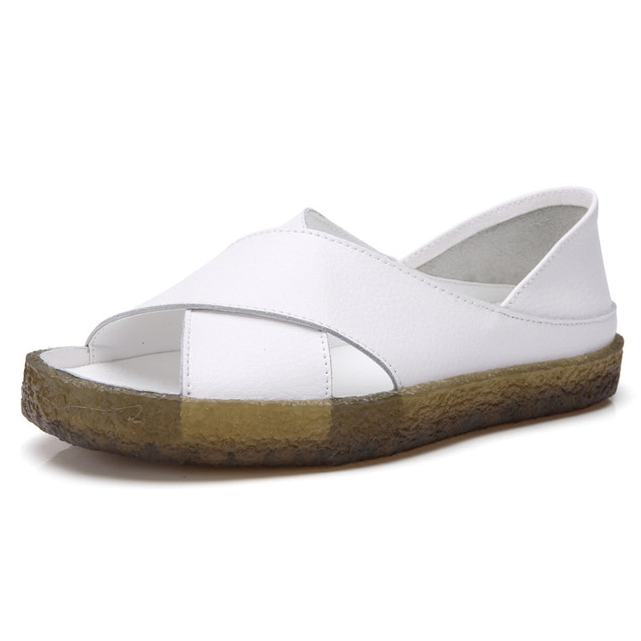 Damen nan perforierte Leder-Sandalette mit offenem Zehenbereich, anatomischem Komfortfußbett und stoßdämpfender Kautschuksohle Echo Archiv