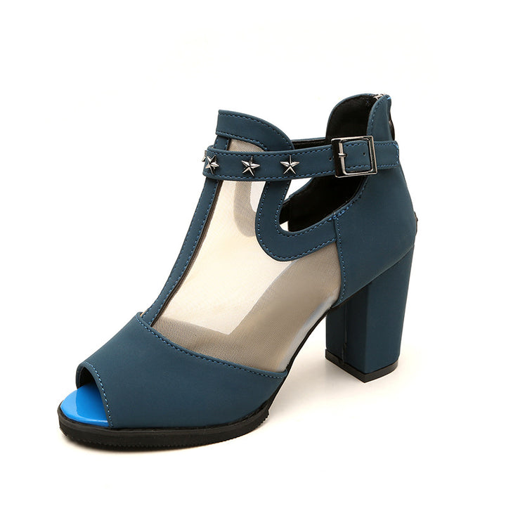 Damen nan Mesh‑Ankle‑Boot mit offener Zehenpartie, Stern‑Nieten und verstellbarem Knöchelriemen Echo Archiv