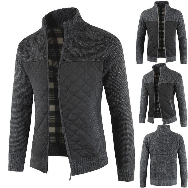 Herren nan gesteppter Strickcardigan mit Stehkragen, Thermofutter und Reißverschluss Echo Archiv