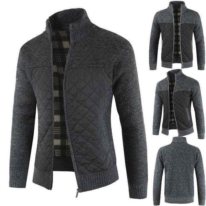 Herren nan gesteppter Strickcardigan mit Stehkragen, Thermofutter und Reißverschluss Echo Archiv