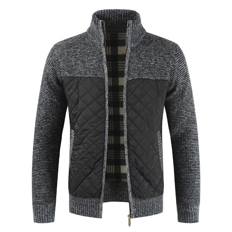 Herren nan gesteppter Strickcardigan mit Stehkragen, Thermofutter und Reißverschluss Echo Archiv
