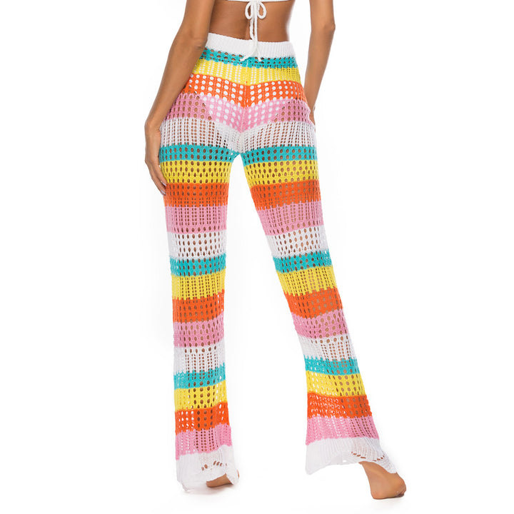 Damen luftige Häkel-Strickhose im modernen Farbblockdesign Echo Archiv