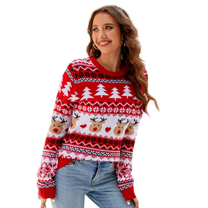 Damen-Weihnachtspullover mit Tiermotiv, Strickoptik