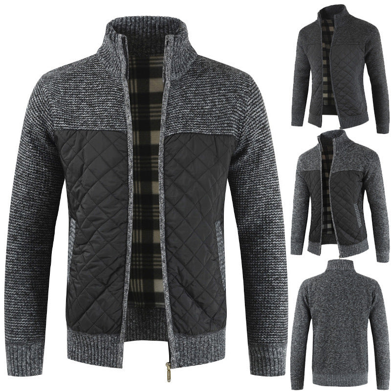 Herren nan gesteppter Strickcardigan mit Stehkragen, Thermofutter und Reißverschluss Echo Archiv