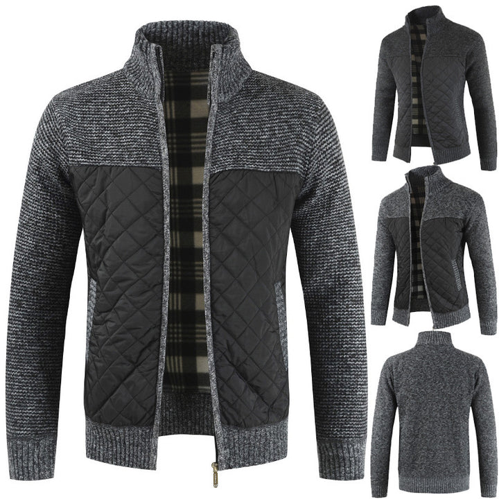 Herren nan gesteppter Strickcardigan mit Stehkragen, Thermofutter und Reißverschluss Echo Archiv