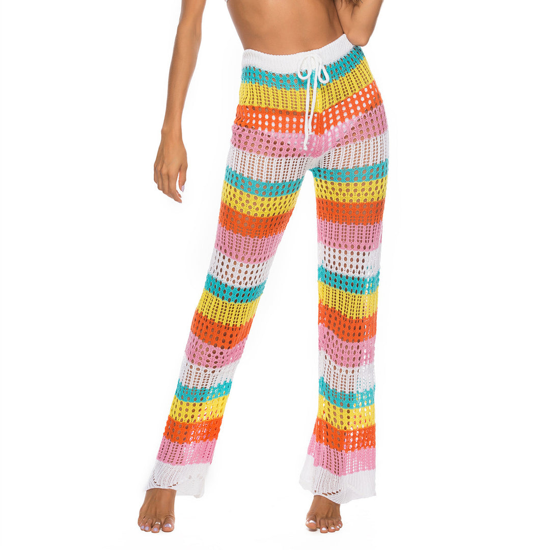 Damen luftige Häkel-Strickhose im modernen Farbblockdesign Echo Archiv