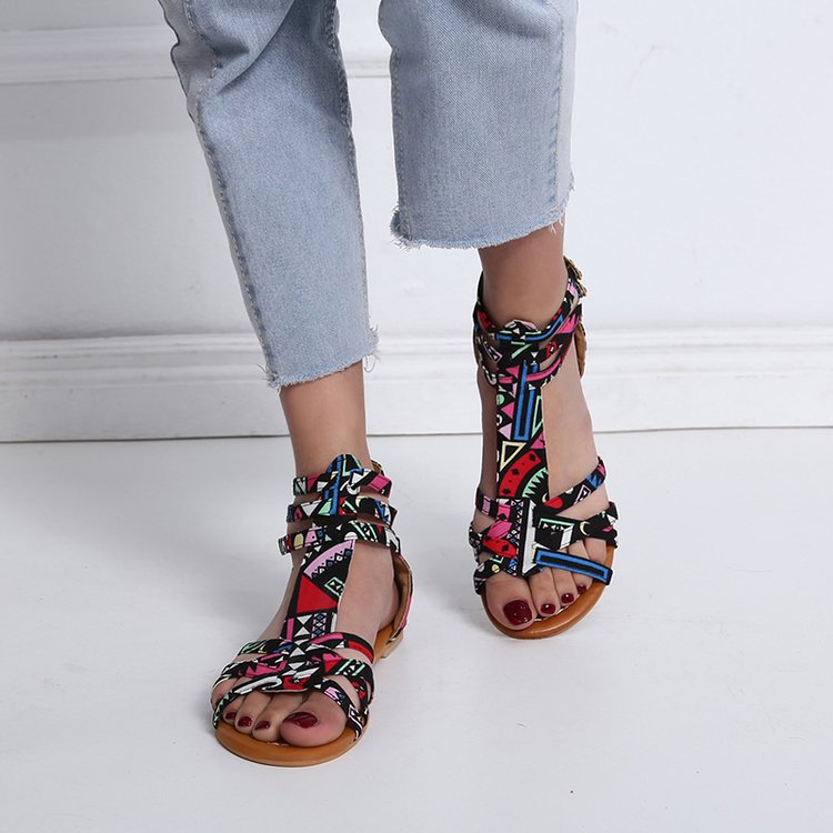 Damen nan Boho-Riemchensandale mit geflochtenen Textilriemen und knöchelhoher Wickelführung Echo Archiv