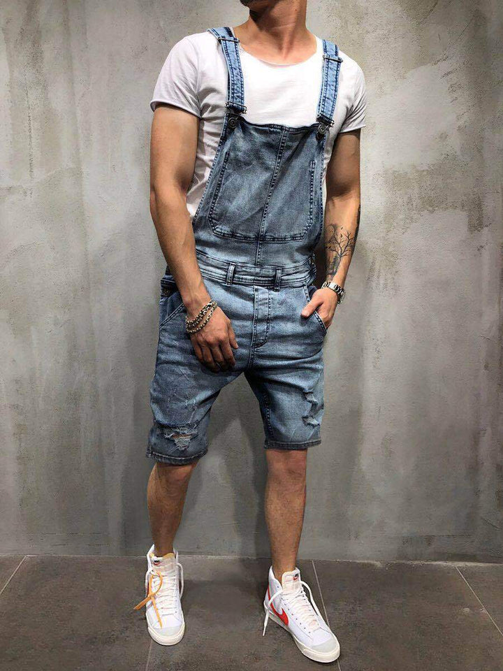Herren Denim-Latzhose im modernen Used-Look