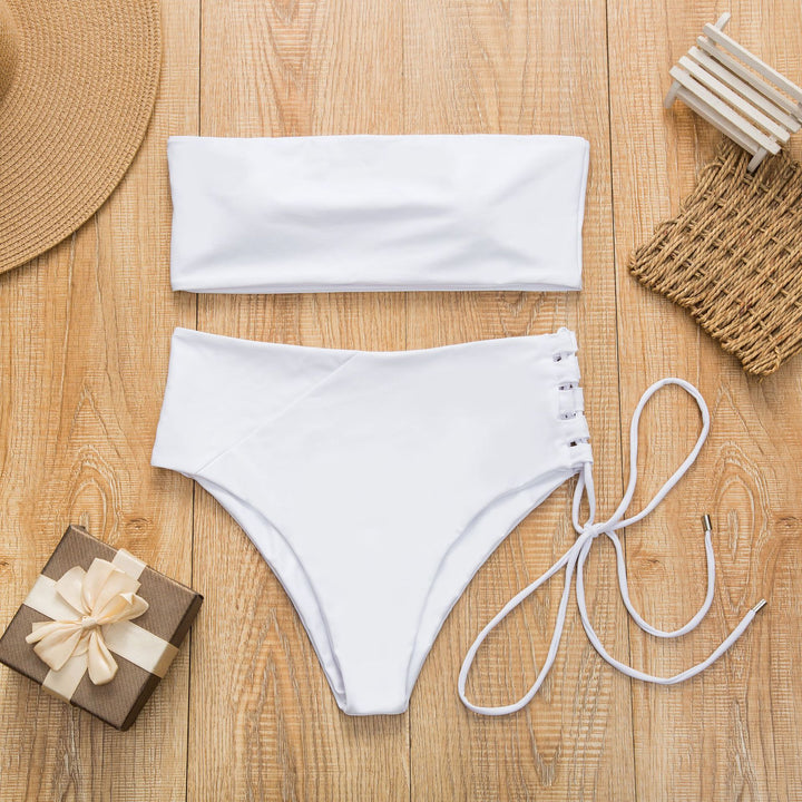 Damen Bandeau-Bikini mit hohem Taillenbund Echo Archiv