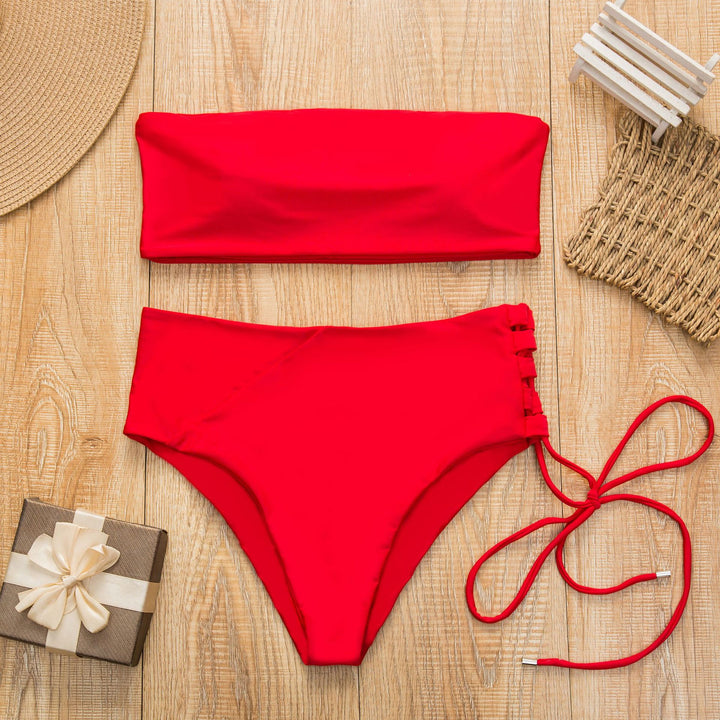 Damen Bandeau-Bikini mit hohem Taillenbund Echo Archiv