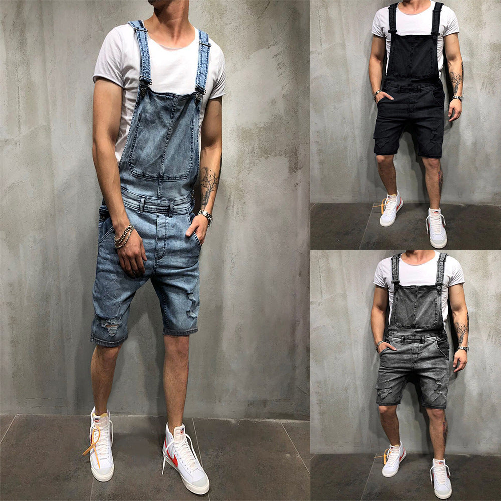 Herren Denim-Latzhose im modernen Used-Look