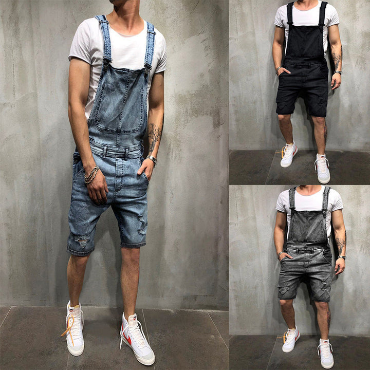Herren Denim-Latzhose im modernen Used-Look