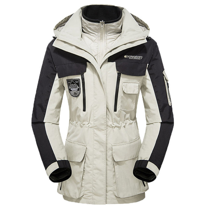 Herren wasserdichte atmungsaktive dreiteilige Outdoor-Expeditionsjacke mit Kapuze und Mehrzwecktaschen Echo Archiv