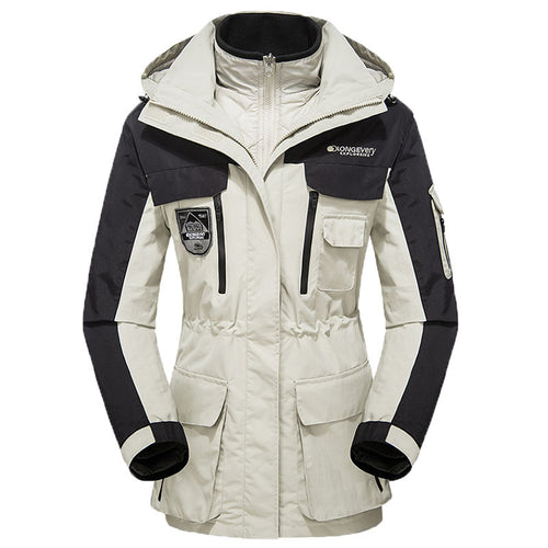 Herren wasserdichte atmungsaktive dreiteilige Outdoor-Expeditionsjacke mit Kapuze und Mehrzwecktaschen Echo Archiv