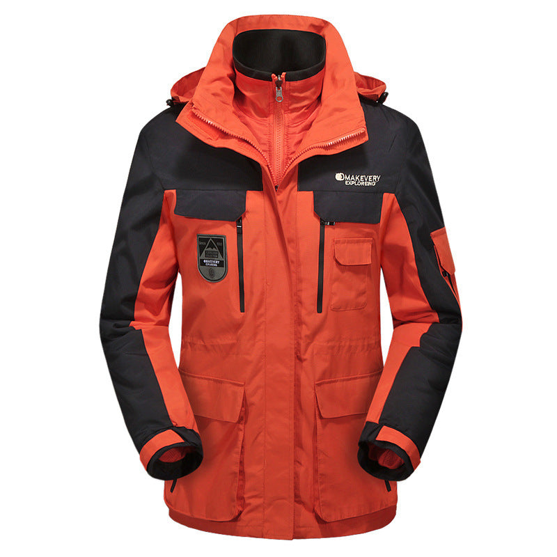 Herren wasserdichte atmungsaktive dreiteilige Outdoor-Expeditionsjacke mit Kapuze und Mehrzwecktaschen Echo Archiv
