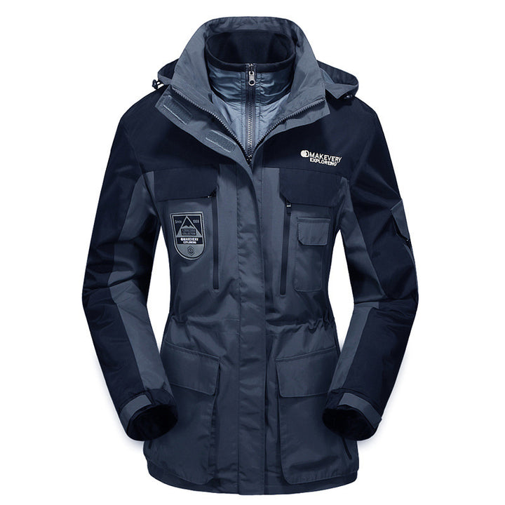 Herren wasserdichte atmungsaktive dreiteilige Outdoor-Expeditionsjacke mit Kapuze und Mehrzwecktaschen Echo Archiv