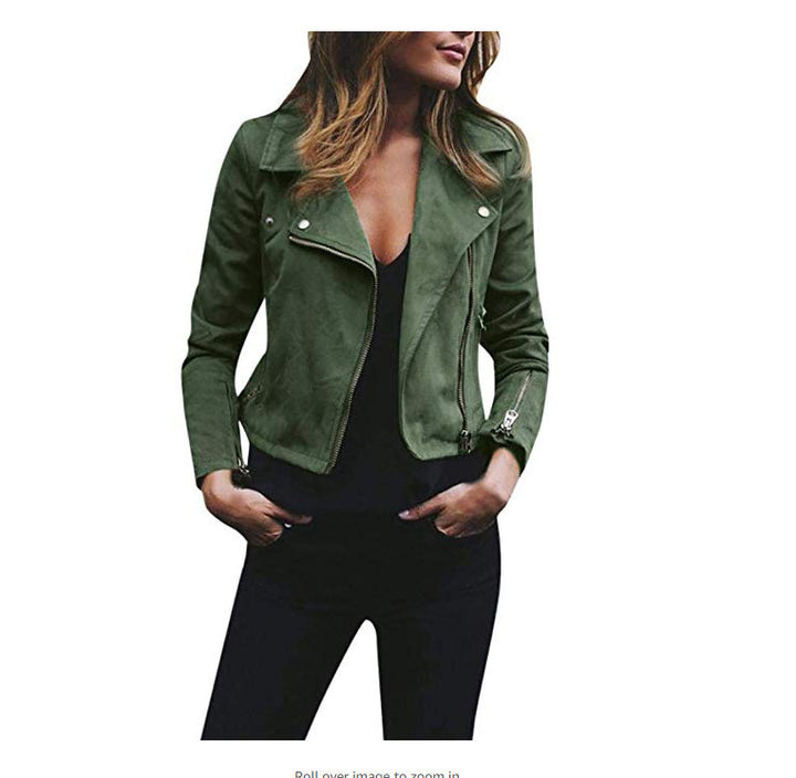Damen nan taillierte Bikerjacke aus Veloursimitat mit asymmetrischem Reißverschluss und Reißverschlussärmeln Echo Archiv