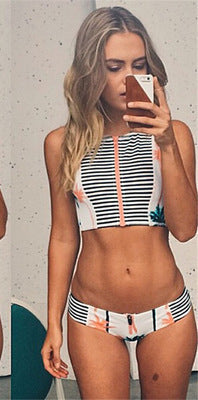 Damen Cropped Badeset mit asymmetrischem Reißverschluss Echo Archiv