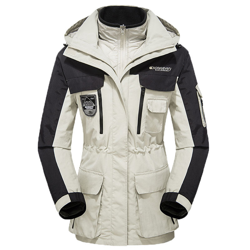 Herren wasserdichte atmungsaktive dreiteilige Outdoor-Expeditionsjacke mit Kapuze und Mehrzwecktaschen Echo Archiv