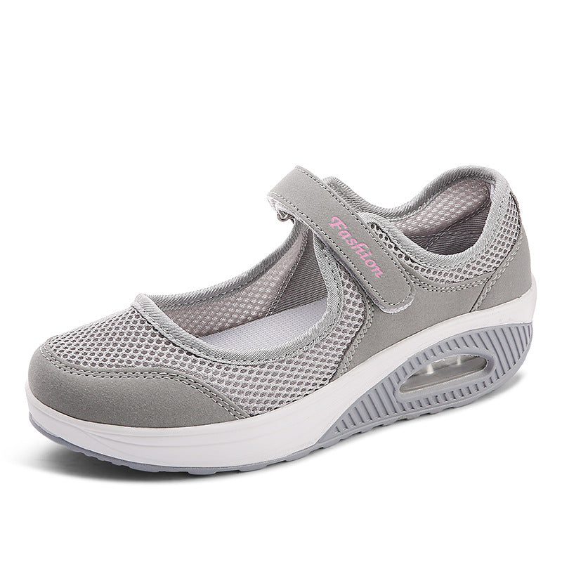 Damen nan atmungsaktiver Riemen-Ballerina-Walkingschuh mit Klettverschluss und Luftkissen Echo Archiv