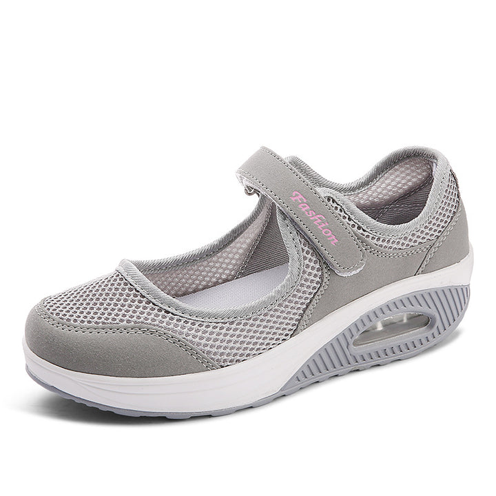Damen nan atmungsaktiver Riemen-Ballerina-Walkingschuh mit Klettverschluss und Luftkissen Echo Archiv