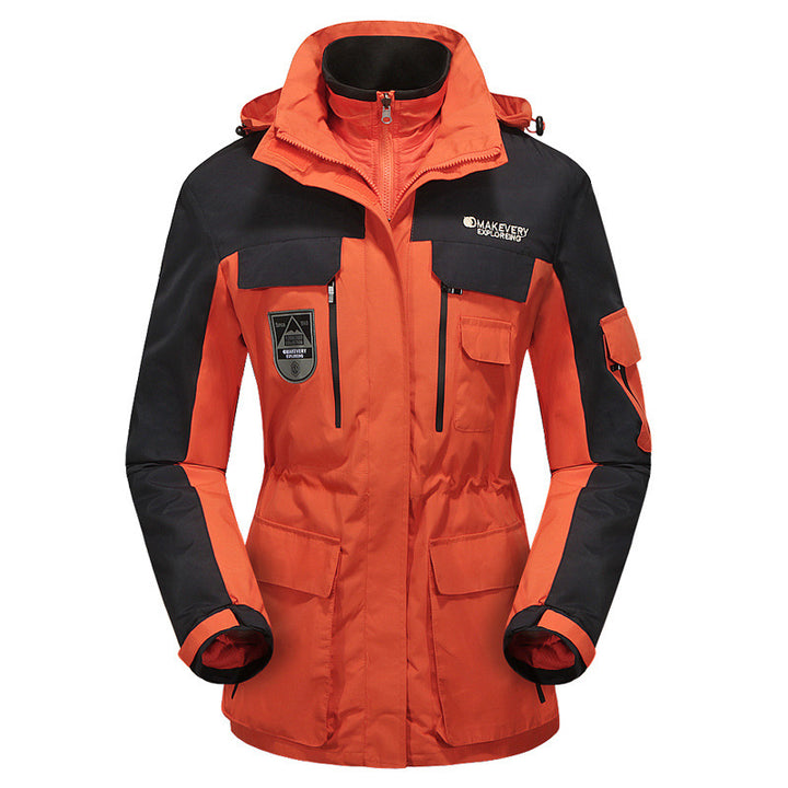 Herren wasserdichte atmungsaktive dreiteilige Outdoor-Expeditionsjacke mit Kapuze und Mehrzwecktaschen Echo Archiv