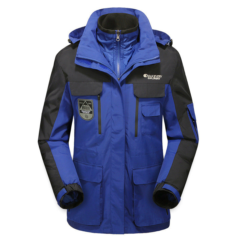 Herren wasserdichte atmungsaktive dreiteilige Outdoor-Expeditionsjacke mit Kapuze und Mehrzwecktaschen Echo Archiv