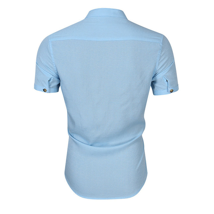 Herren Kurzarm Shirt mit Stehkragen und Knopfdetails Echoarchiv