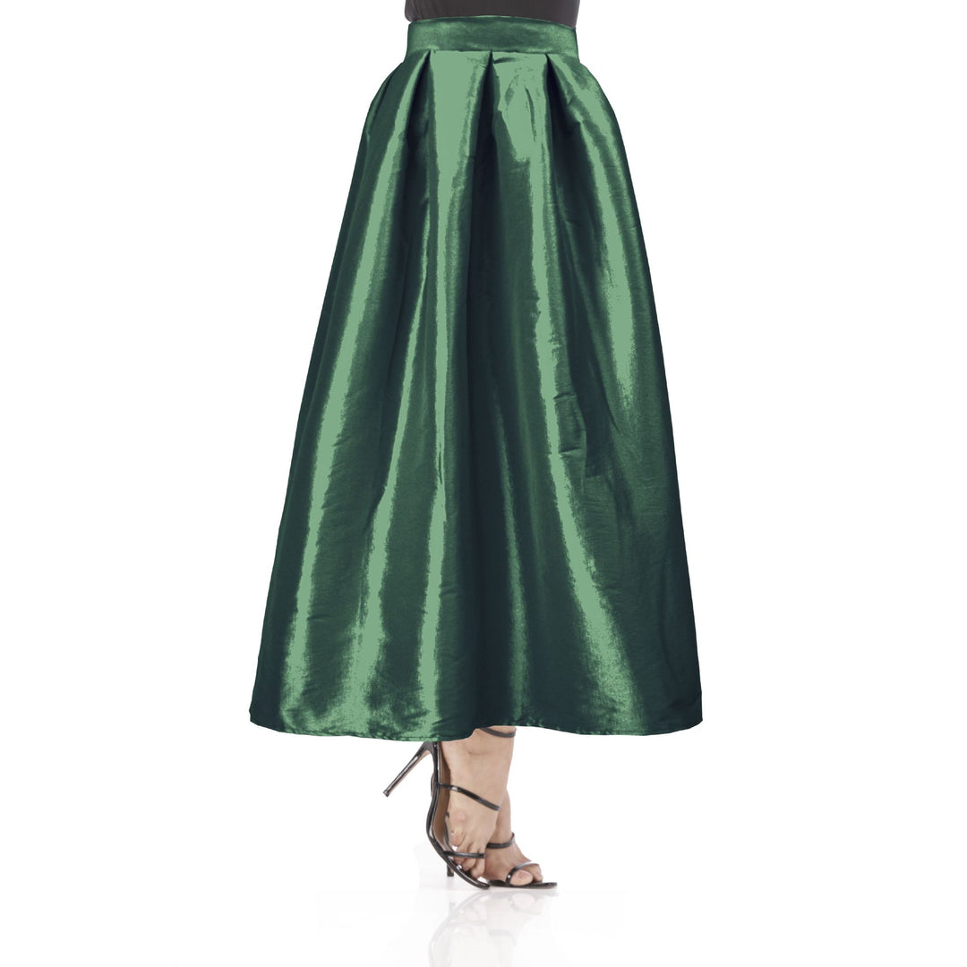 Damen Maxirock aus Satin mit hoher Taille & weitem Tellerrock – Valéora