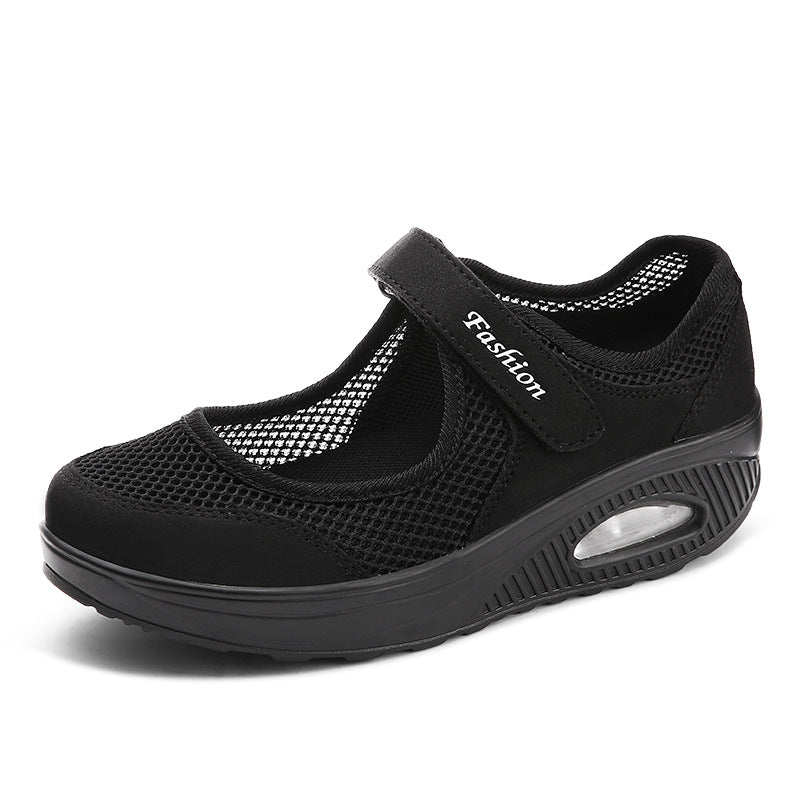 Damen nan atmungsaktiver Riemen-Ballerina-Walkingschuh mit Klettverschluss und Luftkissen Echo Archiv