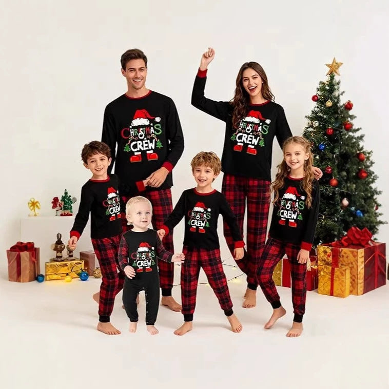 Weihnachts-Familien-Schlafanzug-Set im Karomuster