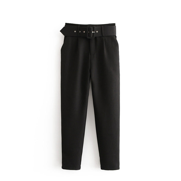 Damen Hochtaillierte Tailored-Hose mit Bundfalten und Stoffgürtel Echo Archiv