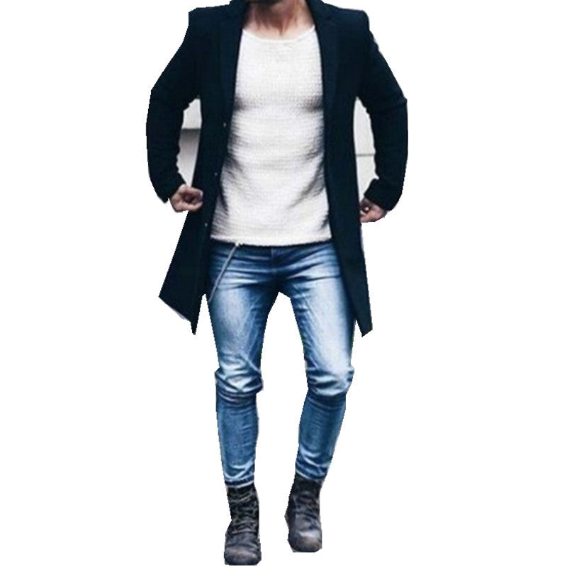 Herren eleganter langer Mantel mit modernem Schnitt Echoarchiv