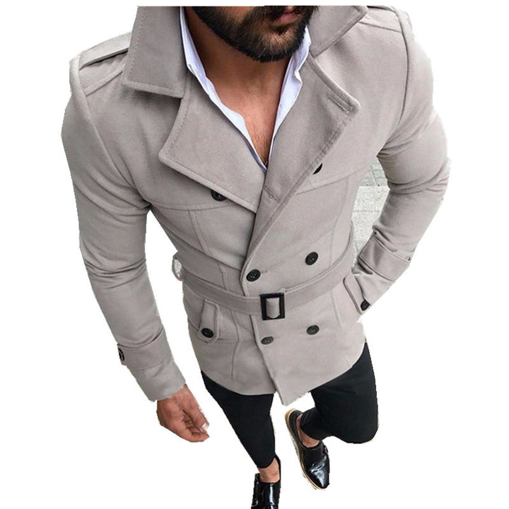 Herren Eleganter Übergangsblazer mit hohem Kragen und modischem Gürtel Echoarchiv