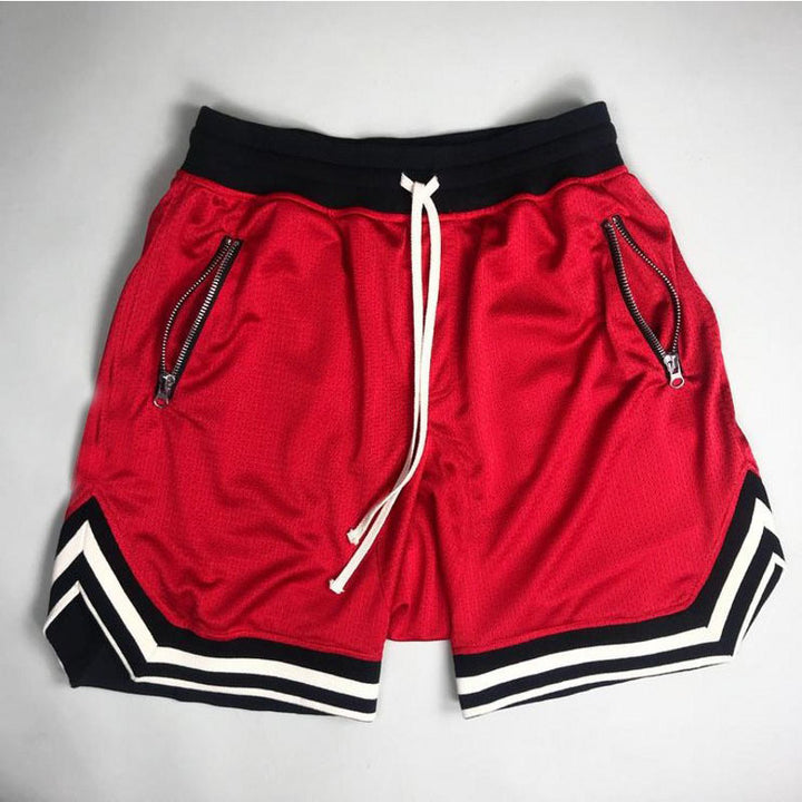 Herren Sportliche Basketball-Shorts mit atmungsaktivem Netzdesign und seitlichen Reißverschlusstaschen Echoarchiv