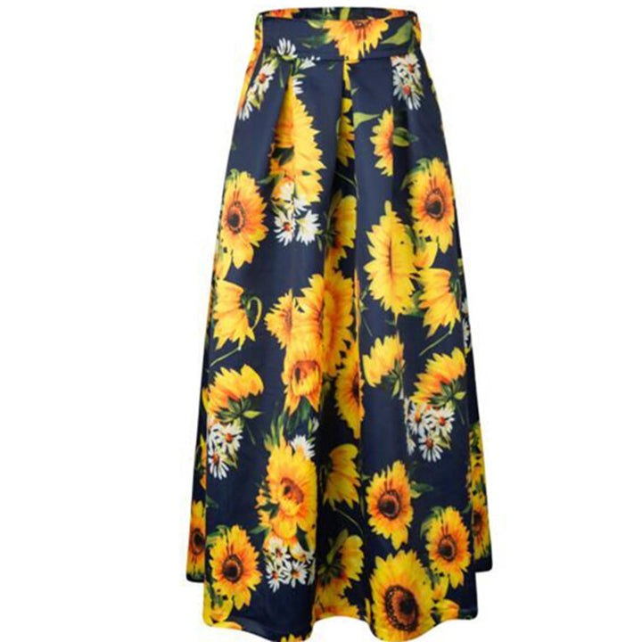 Damen Maxirock mit hoher Taille, ausgestelltem Teller‑Schnitt und dekorativem Punkte‑Print Echoarchiv