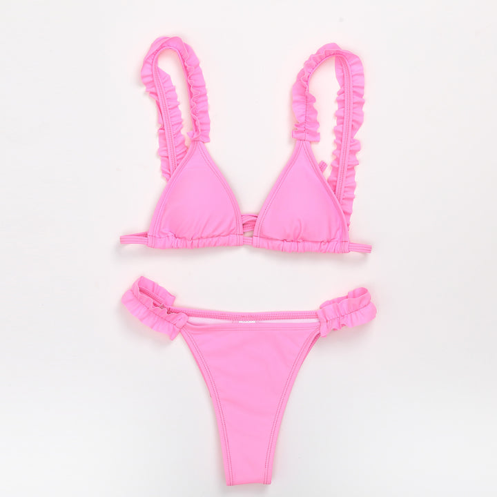 Damen Triangel-Bikini mit Rüschen und farbenfrohem Design Echo Archiv