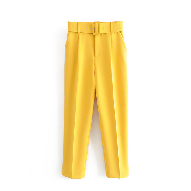 Damen Hochtaillierte Tailored-Hose mit Bundfalten und Stoffgürtel Echo Archiv