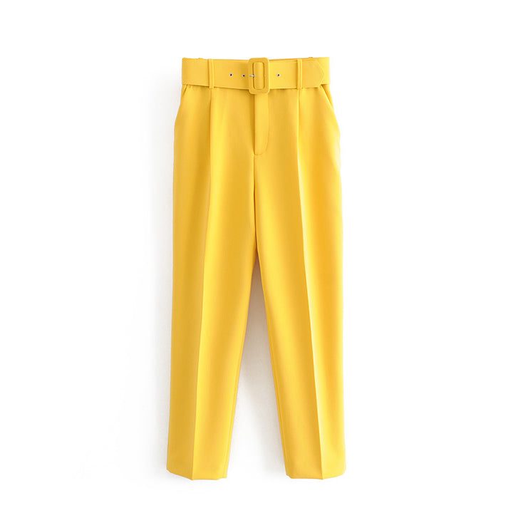 Damen Hochtaillierte Tailored-Hose mit Bundfalten und Stoffgürtel Echo Archiv