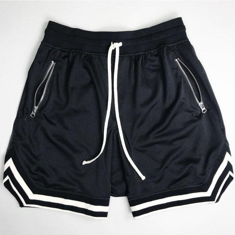 Herren Sportliche Basketball-Shorts mit atmungsaktivem Netzdesign und seitlichen Reißverschlusstaschen Echoarchiv
