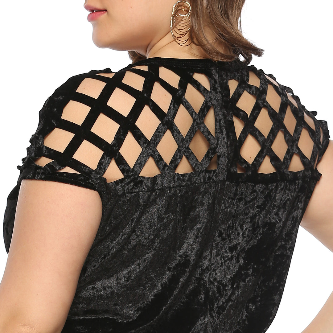 Damen Figurgünstiges Samtkleid mit einzigartigem Netzdesign Echo Archiv