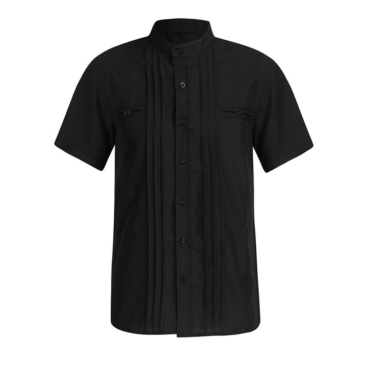 Herren Kurzarmhemd mit elegantem Stehkragen und strukturiertem Design Echoarchiv