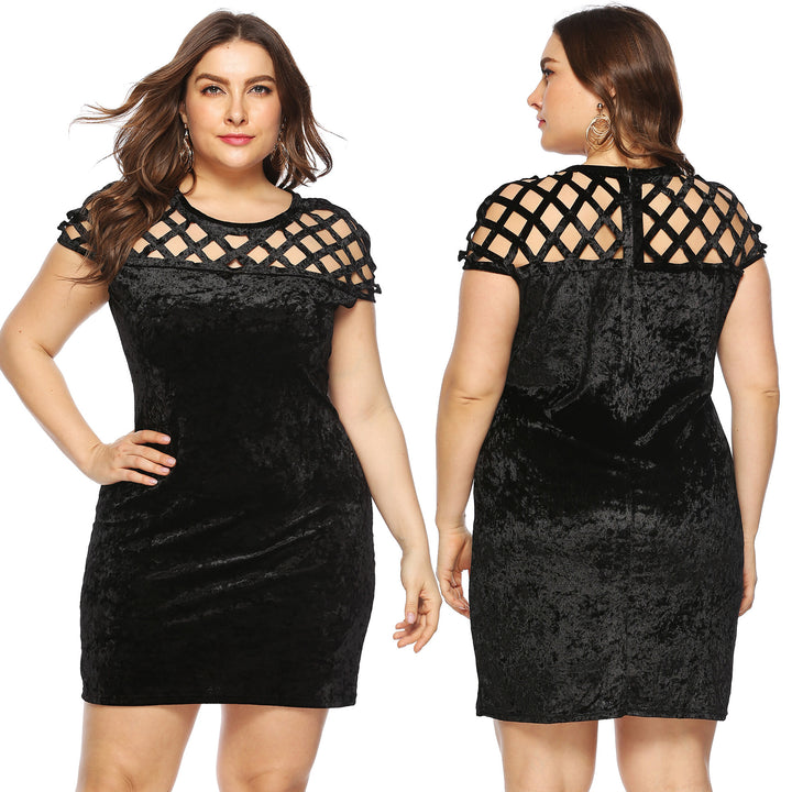 Damen Figurgünstiges Samtkleid mit einzigartigem Netzdesign Echo Archiv