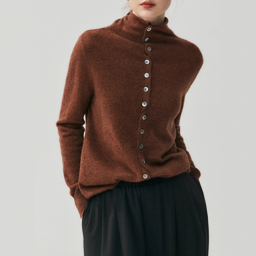Strickjacke mit Rollkanten, weiche Haptik