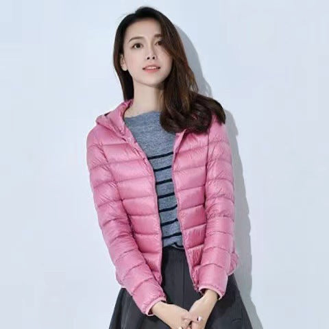 Damen-Steppjacke, kurz, tailliert, mit Kapuze